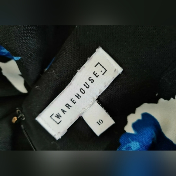 Warehouse black floral tunic dress size 10 3/4 sleeves patterned - Picture 6 of 7